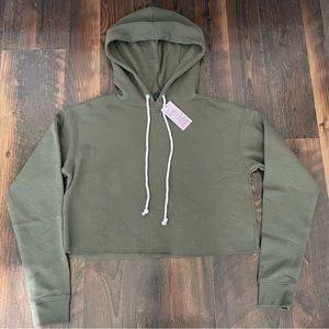 Olive Green Hoodie Crop Top